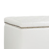 Caro 42 Inches Large Modern Elegant Leather Rectangle Storage Ottoman(Ivory White) 