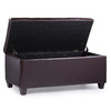 Caro 42 Inches Large Modern Elegant Leather Rectangle Storage Ottoman(Chocolate)