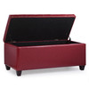 Caro 42 Inches Large Modern Elegant Leather Rectangle Storage Ottoman(Wine)