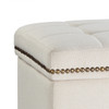 Tala 15 Inches Modern Linen Fabric Square Storage Ottoman(Beige)