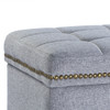 Tala 15 Inches Modern Linen Fabric Square Storage Ottoman(Grey)