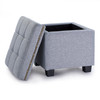 Tala 15 Inches Modern Linen Fabric Square Storage Ottoman(Grey)