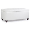Finley 42 Inches Large Modern Elegant Leather Rectangle Storage Ottoman (Ivory White)