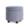 Elisa 18 Inches Modern Linen Fabric Round Storage Ottoman(Grey)