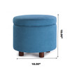 Edi 18 Inches Modern Velvet Fabric Round Storage Ottoman(Teal)