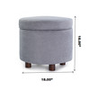 Edi 18 Inches Modern Velvet Fabric Round Storage Ottoman(Light Grey)