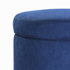 Edi 18 Inches Modern Velvet Fabric Round Storage Ottoman(Blue)