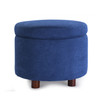 Edi 18 Inches Modern Velvet Fabric Round Storage Ottoman(Blue)