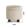 Ivy 18 Inches Modern Linen Fabric Round Storage Ottoman(Beige)