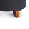 Ivy 18 Inches Modern Linen Fabric Round Storage Ottoman(Black)