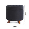 Ivy 18 Inches Modern Linen Fabric Round Storage Ottoman(Black)