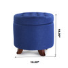 Ivy 18 Inches Modern Linen Fabric Round Storage Ottoman(Blue)
