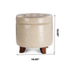 Zola 18 Inches Modern Elegant Leather Round Storage Ottoman(Beige)
