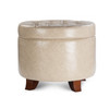 Zola 18 Inches Modern Elegant Leather Round Storage Ottoman(Beige)