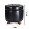  Zola 18 Inches Modern Elegant Leather Round Storage Ottoman(Black)