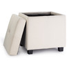 Victoria 18 Inches Modern Linen Fabric Square Storage Ottoman(Beige)