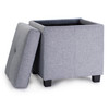 Victoria 18 Inches Modern Linen Fabric Square Storage Ottoman(Grey)
