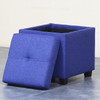 Victoria 18 Inches Modern Linen Fabric Square Storage Ottoman(Blue)