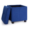 Victoria 18 Inches Modern Linen Fabric Square Storage Ottoman(Blue)
