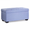 Luna 36 Inches Large Modern Linen Fabric Rectangle Storage Ottoman(Azure)