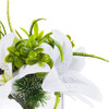 3 large  White Real Touch Tiger Lily with Mixed Greenery in Clear Glass Vase