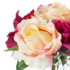 Red Beige Silk Rose and Hydrangea Flower Arrangement in Glass Vase With Faux Water