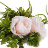  Artificial Pink Rose Flower and Mixed Eucalyptus Grass  in Clear Glass Vase With Faux Water 
