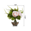  Artificial Pink Rose Flower and Mixed Eucalyptus Grass  in Clear Glass Vase With Faux Water 