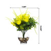 Artificial Yellow Peony Flower and Eucalyptus Grass  in Clear Glass Vase With Faux Water 