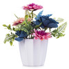  Artificial Peony and Dahlia Flower Arrangement  in White Pot (Pink Blue)