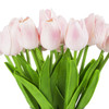  Artificial Real Touch Tulips Flower Arrangement in Clear Glass Vase With Faux Water(Pink)