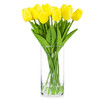 Artificial Real Touch Tulips Flower Arrangement in Clear Glass Vase With Faux Water(Yellow)