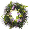 24" Artificial Mixed Hydrangea Flower  Wreath with Green Leaves for Festival Celebration Front Door Wall Window Party Decoration
