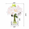 Mixed Silk Rose and Dahlia  Flower Arrangement in Clear Glass Vase With Faux Water(Blush)