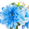 Mixed Silk Rose and Dahlia  Flower Arrangement in Clear Glass Vase With Faux Water(Blue)
