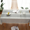  Light Grey High Quality Rectangle Cotton and Linen Tablecloth with Tassels