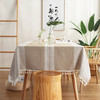 Brown High Quality Rectangle Cotton and Linen Tablecloth with Tassels