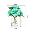 5 Large Head Velvet Rose Flower  Arrangement in Clear Glass Vase With Faux Water(Aqua)