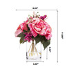  Mixed Artificial Silk Rose Flower  Arrangement in Clear Glass Vase With Faux Water(Fuchsia Pink)