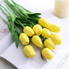 Artificial Real Touch Tulips Flower Arrangement in  Glass Vase With Faux Water(Yellow)