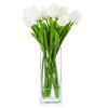 Artificial Real Touch Tulips Flower Arrangement in  Glass Vase With Faux Water(White)