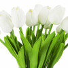 Artificial Real Touch Tulips Flower Arrangement in  Glass Vase With Faux Water(White)