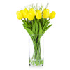  Artificial Real Touch Tulips Flower and Star Grass in Clear Glass Vase With Faux Water(Yellow)