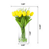  Artificial Real Touch Tulips Flower and Star Grass in Clear Glass Vase With Faux Water(Yellow)
