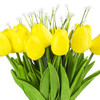  Artificial Real Touch Tulips Flower and Star Grass in Clear Glass Vase With Faux Water(Yellow)