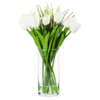 Artificial Real Touch Tulips Flower and Star Grass in Clear Glass Vase With Faux Water(White)