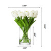  20 Pieces Artificial Real Touch Tulips Flower Arrangement in  Glass Vase With Faux Water(White)