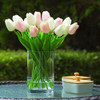 20 Pieces Artificial Real Touch Tulips Flower Arrangement in  Glass Vase With Faux Water(White Pink)