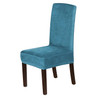 Soft Thick Solid Velvet Fabric Stretchy Universal Dining Chair Slipcovers (Peacock Blue)