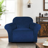 Ultra Soft Thick Stretch Velvet Fabric Armchair Slipcover  for Living Room( Dark Blue)